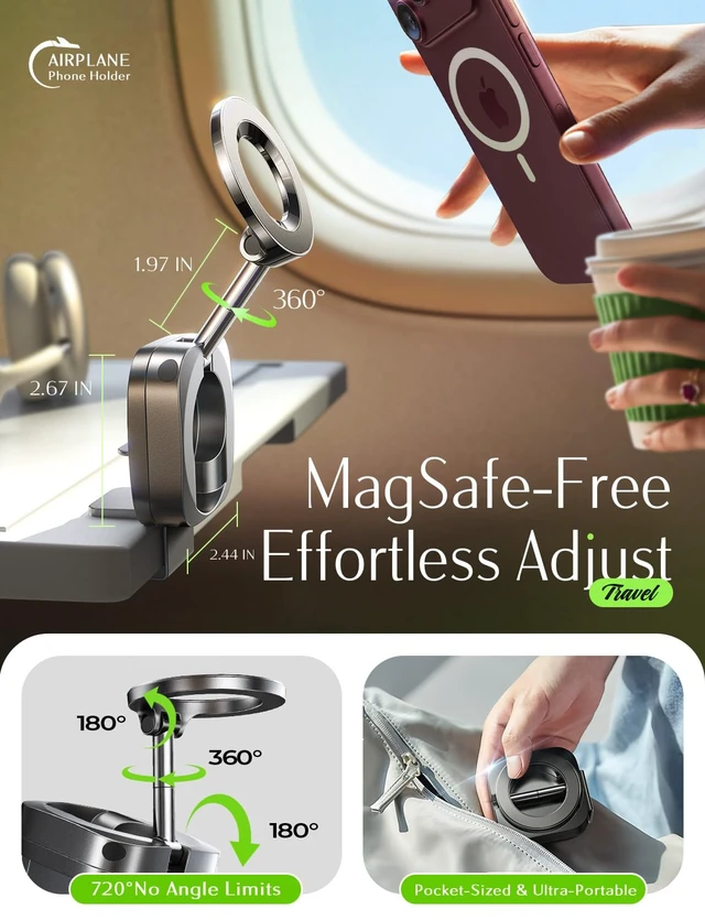Alt view image 2 of 6 - Airplane Travel Essentials for Flying Airplane Phone Holder for Desk | Phone Stand Hands Free MagSafe Travel Accessories Flying Long Flight International Travel Must Haves Gifts for Men