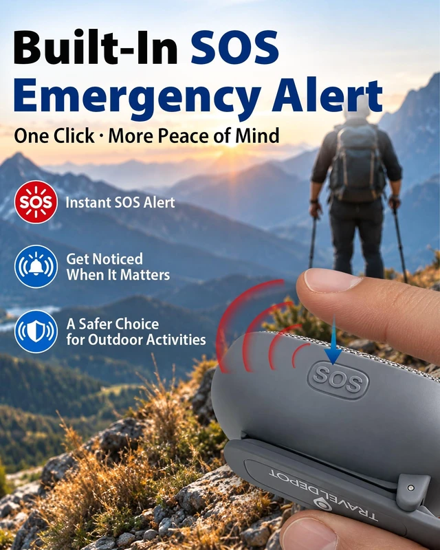 Alt view image 4 of 7 - Wearable Bluetooth Speaker with Clip, Mini, SOS Alert, Grey Portable IPX5 Water-Resistant Audio with Mic for Hands-Free Calls and TWS Stereo for Jobsite, Running, Hiking and