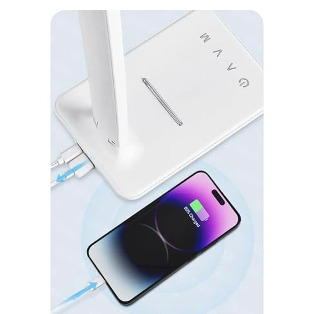 Alt view image 3 of 7 - LED Desk Lamp, Foldable Eye Caring Table Lamp with Touch Control 5 Color Temperatures 5 Dimmable Levels USB Charging Port for Home Office Reading Study (White)