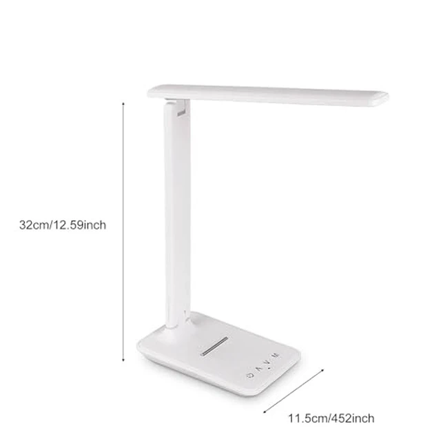 Alt view image 4 of 7 - LED Desk Lamp, Foldable Eye Caring Table Lamp with Touch Control 5 Color Temperatures 5 Dimmable Levels USB Charging Port for Home Office Reading Study (White)