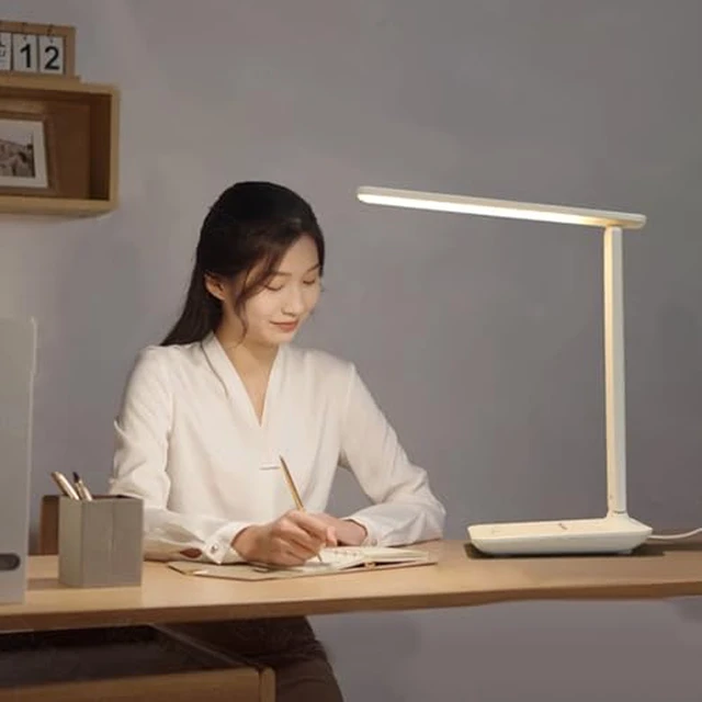 Alt view image 5 of 7 - LED Desk Lamp, Foldable Eye Caring Table Lamp with Touch Control 5 Color Temperatures 5 Dimmable Levels USB Charging Port for Home Office Reading Study (White)