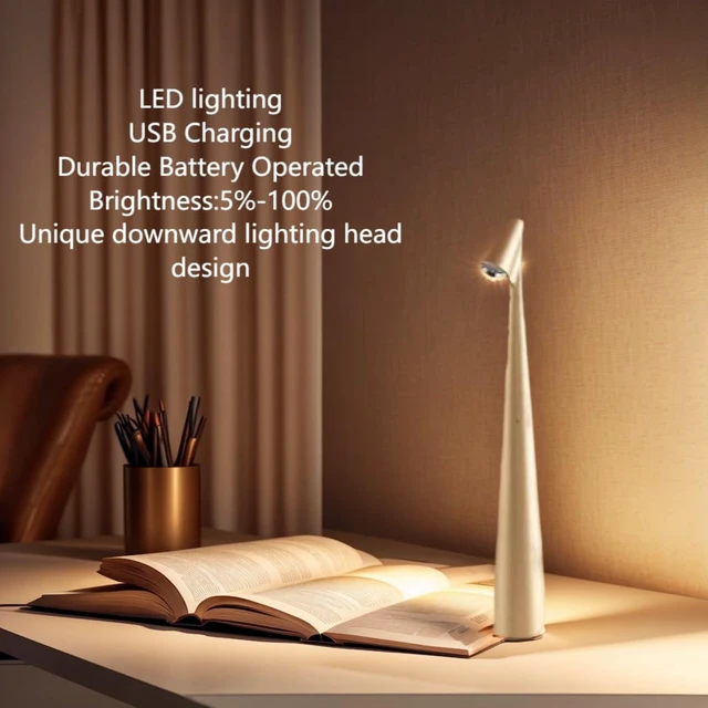 Alt view image 2 of 6 - Rechargeable Desk Lamp, Cordless Metal Table Light with 3 Brightness Levels, Portable Gold Night Light for Indoor Outdoor, Baby Bedside Gift