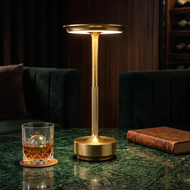 Alt view image 5 of 7 - Rechargeable Cordless Table Lamp, 5200mAh 3 Color Restaurant Patio, Gold | Touch control, stepless brightness; matte black metal, portable; warm neutral cool light for bar cafe hotel camping