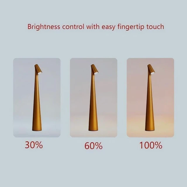 Alt view image 4 of 6 - Rechargeable Desk Lamp, Cordless Metal Table Light with 3 Brightness Levels, Portable Gold Night Light for Indoor Outdoor, Baby Bedside Gift