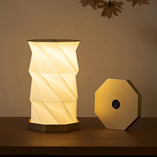 Main image of Portable Desk Lamp - Ultra Thin 0.7" Lightweight 0.28lb, Foldable Paper Lamp with Zinc Alloy Base, Rechargeable Mini Lamp for Home Decor, Travel, Dorm & Small Spaces, Gift for Travelers, Birthday
