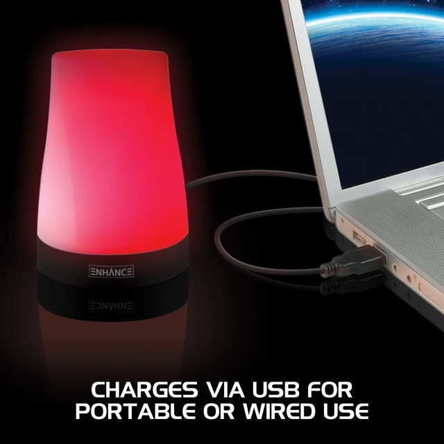 Alt view image 4 of 7 - Portable Table Lamp - Dimmable Desk Lamp with 3 Brightness Levels with 256 Color Changing Breathing Mode - USB Charged and Touch Tap Controls - Great for Bedsides and Tabletops