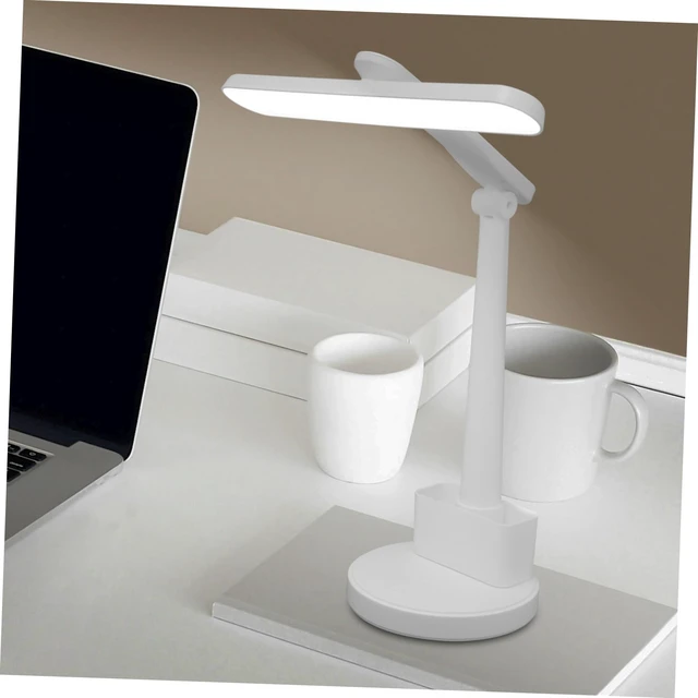 Alt view image 2 of 7 - White ABS Light Table Lamp Dc5v-1a Touch Control for Desk Study | Portable Use, Adjustable Brightness, Pen Holder Included, for Notebooks Planners Laptop Keyboards and Libraries