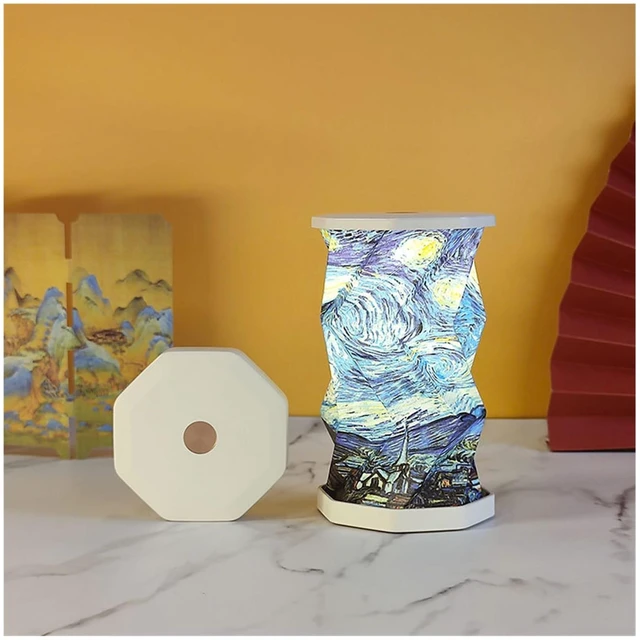 Main image of Portable Lamp, Foldable Japanese Paper Lamp with Touch Dimmer, Warm Light Rechargeable Battery Operated Mini Desk Lamp, Unique Travel Gifts for Women Men (Starry Night)