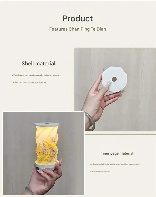 Alt view image 4 of 7 - Portable Lamp, Foldable Japanese Paper Lamp with Touch Dimmer, Warm Light Rechargeable Battery Operated Mini Desk Lamp, Unique Travel Gifts for Women Men (Starry Night)