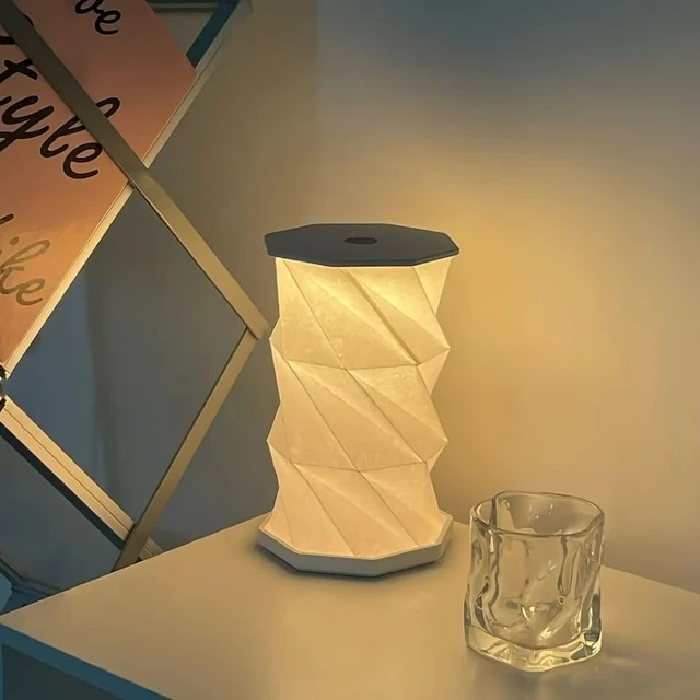 Alt view image 3 of 7 - Rechargeable Foldable Origami Lantern for Travel,Waterproof Desk Paper Lantern Lamp Touch Dimmable Warm,Portable Mini Night Light Rice Paper Design for Hotel Desk Room Accent (White)