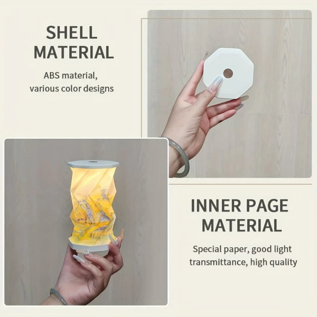 Alt view image 5 of 7 - Rechargeable Foldable Origami Lantern for Travel,Waterproof Desk Paper Lantern Lamp Touch Dimmable Warm,Portable Mini Night Light Rice Paper Design for Hotel Desk Room Accent (White)