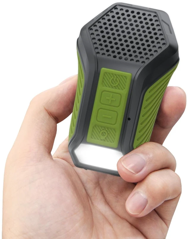 Main image of Wearable Bluetooth Speaker, Mini Clip-on Portable Speaker with Illumination & Warning Light, Built-in Mic, Hands-Free Calling, for Work, Cycling, Golf & Outdoor Use (Army Green)