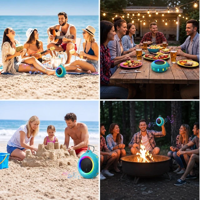 Alt view image 4 of 7 - Waterproof Bluetooth Speaker, Portable Wireless Shower,Gifts for Men Women | IPX7 Floating Pool Speaker with Carabiner for Outdoor, Beach, Camping, Cool Gadgets Birthday Gifts for Kids Men