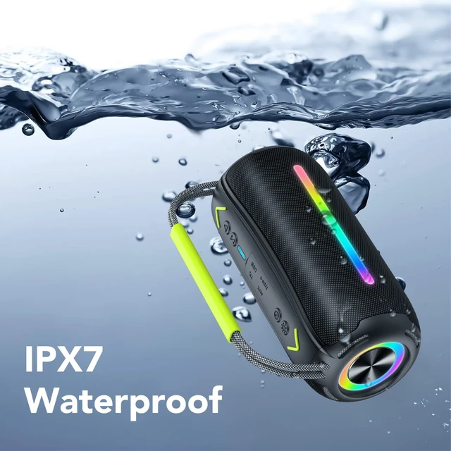 Alt view image 7 of 7 - Bluetooth Speaker Portable Wireless Bluetooth Speakers with HD Stereo Sound, BT 5.4 TWS Pairing, IPX7 Waterproof, 30H Battery Life with Led Light for Outdoor/Party/Sport/Travel/Gifts