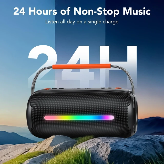 Alt view image 5 of 7 - Bluetooth Speaker Portable Wireless Bluetooth Speakers with HD Stereo Sound, BT 5.4 TWS Pairing, IPX7 Waterproof, 30H Battery Life with Led Light for Outdoor/Party/Sport/Travel/Gifts