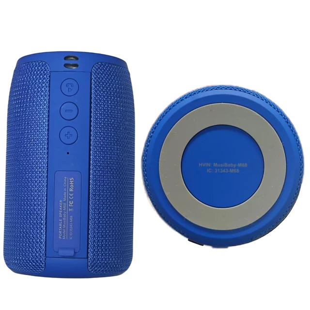 Alt view image 6 of 7 - M68 Portable Wireless Speaker, 24H Playtime, Blue | Bluetooth 5.3 with USB and TF card playback, AUX input and FM radio; IPX5 splash resistance for travel, poolside and beach.