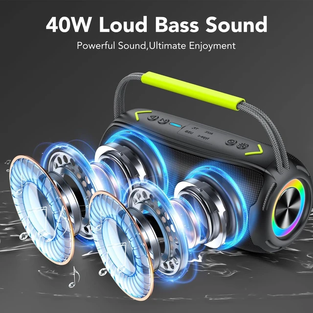 Alt view image 3 of 7 - Bluetooth Speaker Portable Wireless Bluetooth Speakers with HD Stereo Sound, BT 5.4 TWS Pairing, IPX7 Waterproof, 30H Battery Life with Led Light for Outdoor/Party/Sport/Travel/Gifts