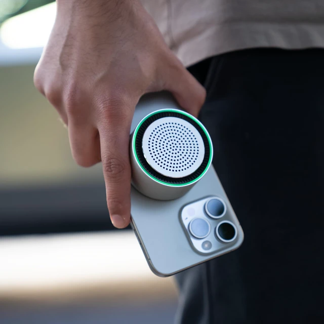 Alt view image 6 of 7 - MagBeat Bluetooth Speaker with Magnetic Wireless Charger (Titanium), Portable Stereo Sync TWS, Booming Bass, Up to 10H, IPX7 Waterproof, Gift for Men