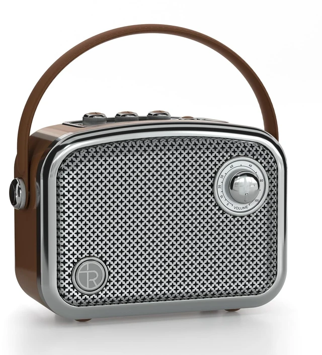 Main image of Bluetooth Speaker, 40W, Retro Decor, Small Gift for Women Man, Brown | Portable, Wireless, Bluetooth 5.3, TWS, Support USB/TF Card/AUX, Old Fashion style for Bedroom, Kitchen, Office, Desk