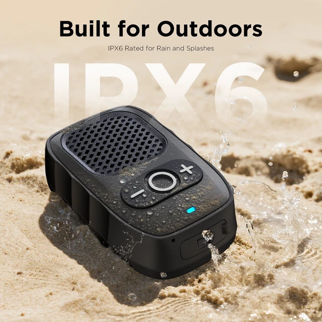 Alt view image 4 of 7 - Wearable Bluetooth Speakers, Clip On Wireless Jobsite Speaker | 30H Playtime, IPX6 Water-Resistant, Portable, Built-in Mic, Hands-Free Calls, Non-Magnet