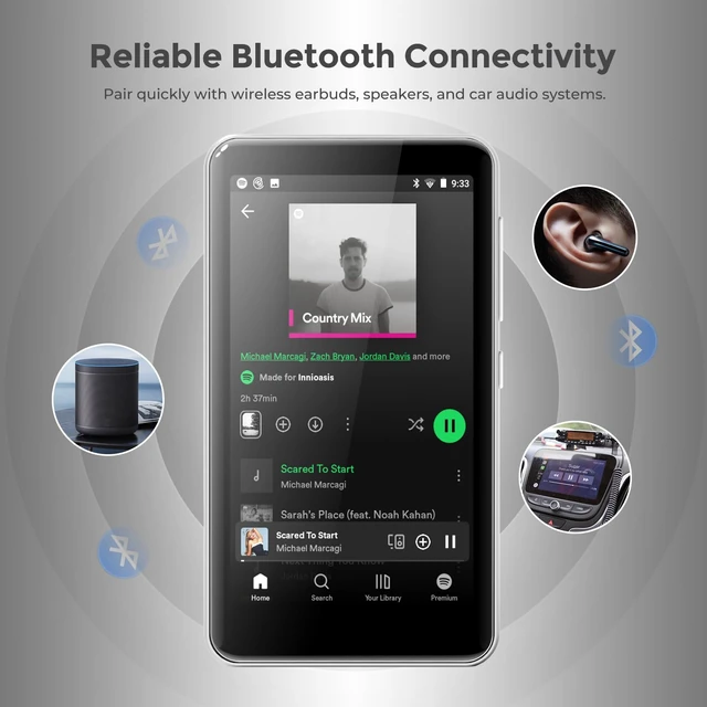 Alt view image 5 of 7 - G1 80GB MP3 Player with Bluetooth and WiFi, Spotify Music Player | 4" Touchscreen, Parental Controls, Audible, Libby, Pandora, Expandable to 1TB, Minitablet, MP3 MP4 Player for Kids Silver