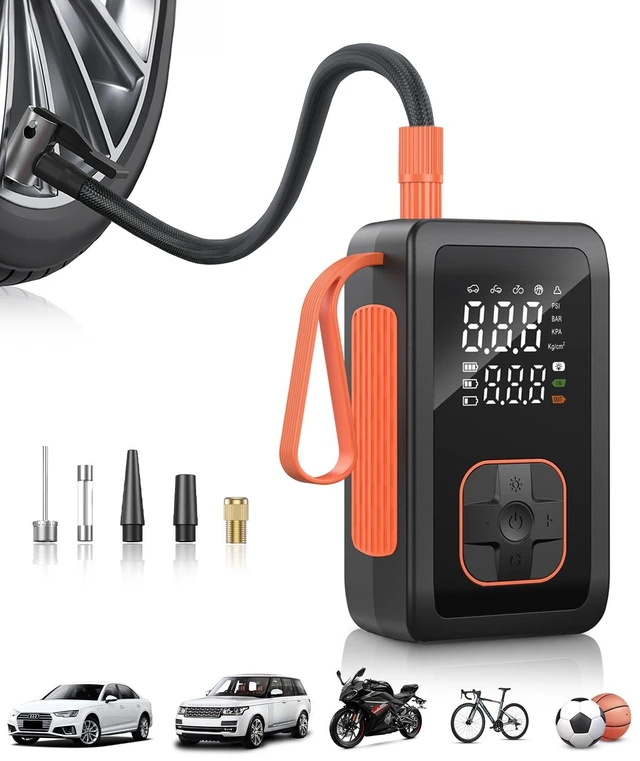 Main image of Tire Inflator Portable Air Compressor, 150PSI Air Compressor with 12V DC Power Cord, Cordless Air Pump for Car, Motorcycle, Bicycle, Balls(Black)