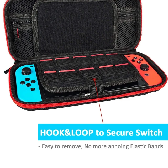 Alt view image 2 of 7 - Switch Case and Tempered Glass Screen Protector Compatible with Nintendo Switch - Deluxe Hard Shell Travel Carrying Case, Pouch for Nintendo Switch Console & Accessories, Streak Red