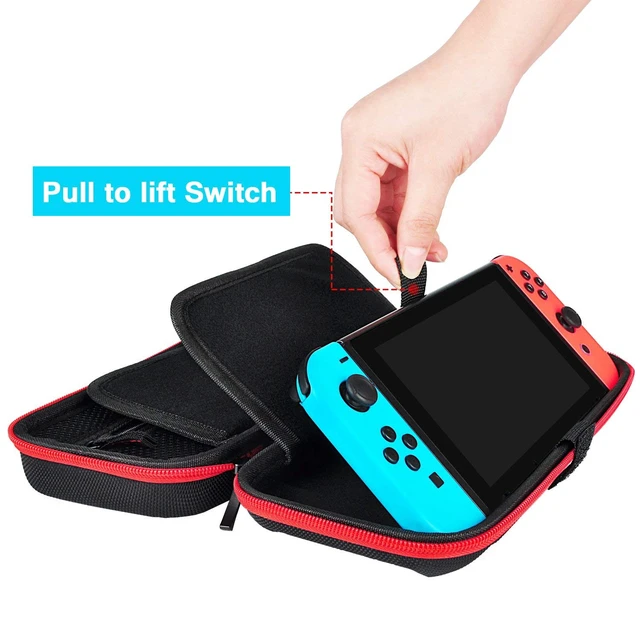 Alt view image 3 of 7 - Switch Case and Tempered Glass Screen Protector Compatible with Nintendo Switch - Deluxe Hard Shell Travel Carrying Case, Pouch for Nintendo Switch Console & Accessories, Streak Red