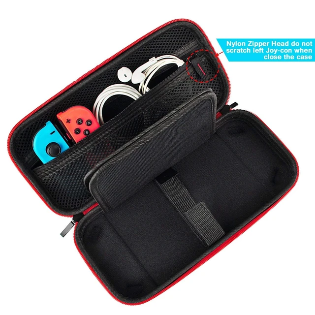 Alt view image 4 of 7 - Switch Case and Tempered Glass Screen Protector Compatible with Nintendo Switch - Deluxe Hard Shell Travel Carrying Case, Pouch for Nintendo Switch Console & Accessories, Streak Red