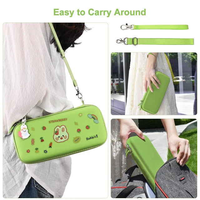 Alt view image 7 of 7 - Switch Accessories Bundle, 17 in 1 Green Switch Accessories Kit for Girls Include Switch Carrying Case, Adjustable Stand, Protective Case for Switch Console & J-Con