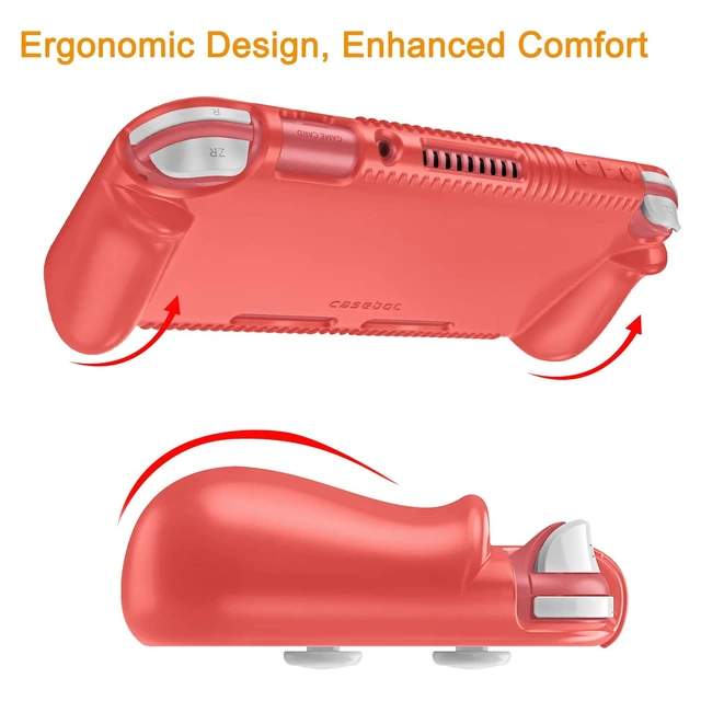 Alt view image 3 of 7 - Soft Silicone Protective Case for Nintendo Switch Lite 2019 | Ergonomic Grip, Anti-Slip, Shock-Absorption & Anti-Scratch, Lightweight Grip Case Cover, Living Coral