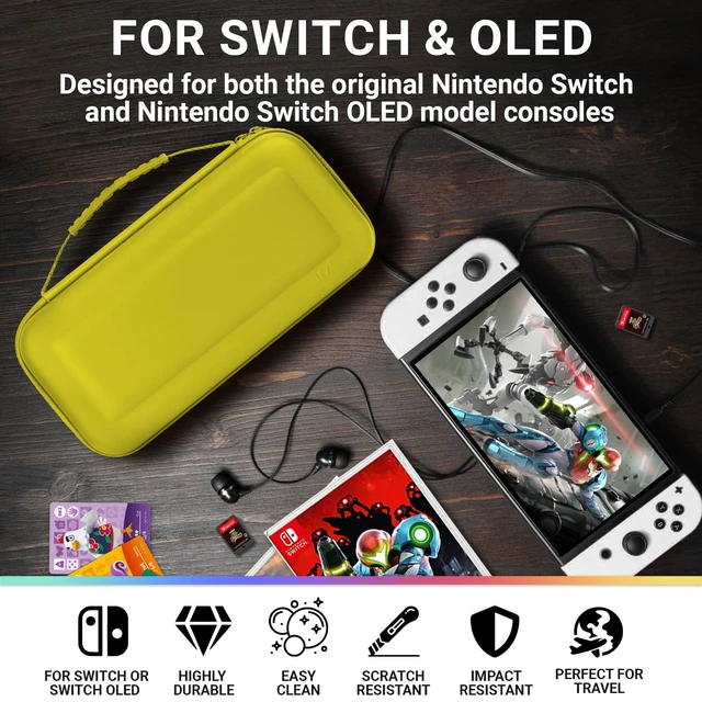 Alt view image 7 of 7 - Carrying Case for Nintendo Switch and Switch Console - Yellow Protective Hard Portable Travel case Shell Pouch for Nintendo Switch Console & Accessories