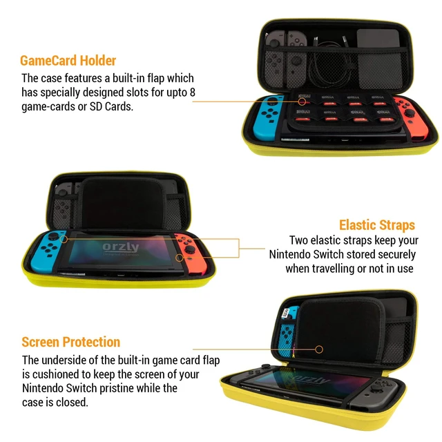 Alt view image 4 of 7 - Carrying Case for Nintendo Switch and Switch Console - Yellow Protective Hard Portable Travel case Shell Pouch for Nintendo Switch Console & Accessories