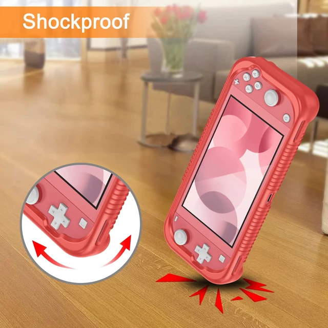Alt view image 6 of 7 - Soft Silicone Protective Case for Nintendo Switch Lite 2019 | Ergonomic Grip, Anti-Slip, Shock-Absorption & Anti-Scratch, Lightweight Grip Case Cover, Living Coral