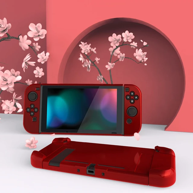 Alt view image 4 of 7 - PlayVital Back Cover for Nintendo Switch Console, NS Joycon Handheld Controller Separable Protector Hard Shell,Dockable Protective Case for Nintendo Switch - Scarlet Red (NOT for Switch 2)