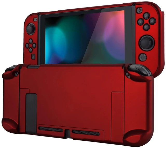 Main image of PlayVital Back Cover for Nintendo Switch Console, NS Joycon Handheld Controller Separable Protector Hard Shell,Dockable Protective Case for Nintendo Switch - Scarlet Red (NOT for Switch 2)