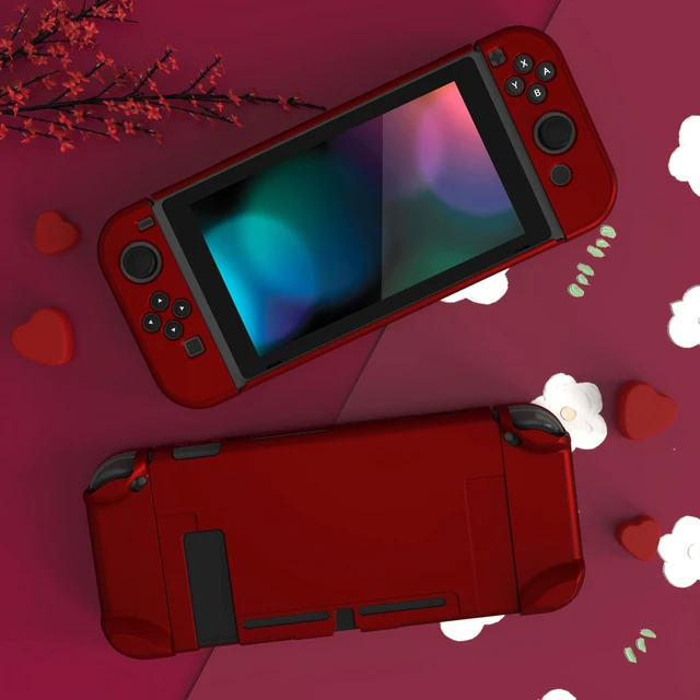 Alt view image 3 of 7 - PlayVital Back Cover for Nintendo Switch Console, NS Joycon Handheld Controller Separable Protector Hard Shell,Dockable Protective Case for Nintendo Switch - Scarlet Red (NOT for Switch 2)