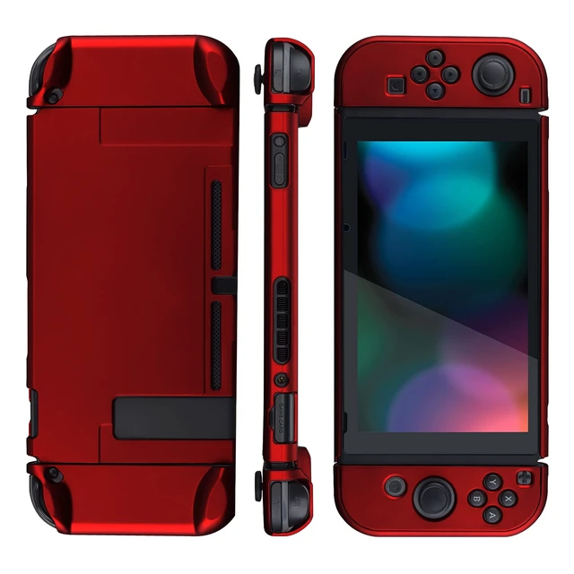 Alt view image 6 of 7 - PlayVital Back Cover for Nintendo Switch Console, NS Joycon Handheld Controller Separable Protector Hard Shell,Dockable Protective Case for Nintendo Switch - Scarlet Red (NOT for Switch 2)