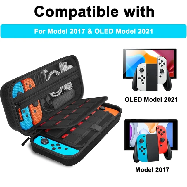Alt view image 6 of 6 - Switch Carrying Case Compatible with Nintendo Switch/Switch OLED, with 20 Games Cartridges Protective Hard Shell Travel Carrying Pouch for Console & Accessories Playstation Vita Case Black