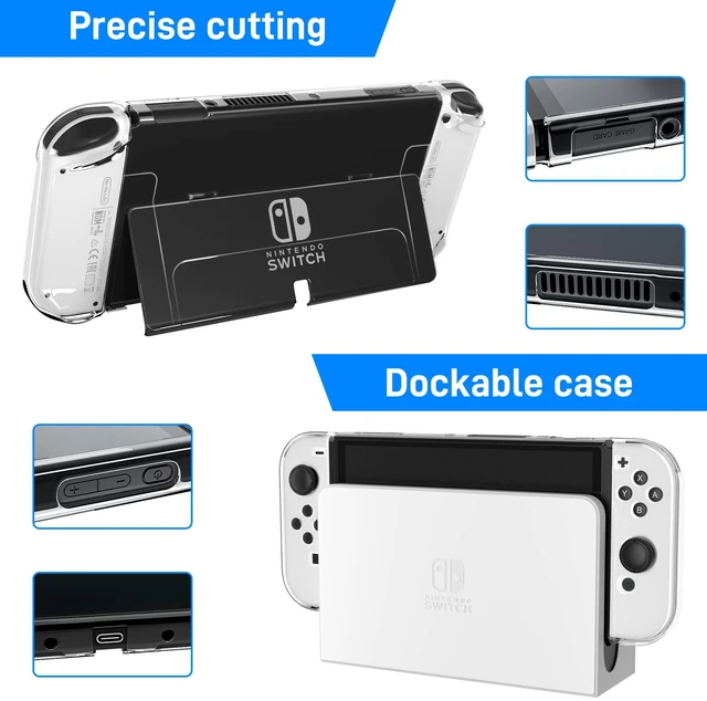 Alt view image 3 of 7 - 3 in 1 Transparent Case for Nintendo Switch OLED, Clear Dockable Shell Compatible with Switch OLED and Controller, Comfort Grip Case with Shock-Absorption and Anti-Scratch Design