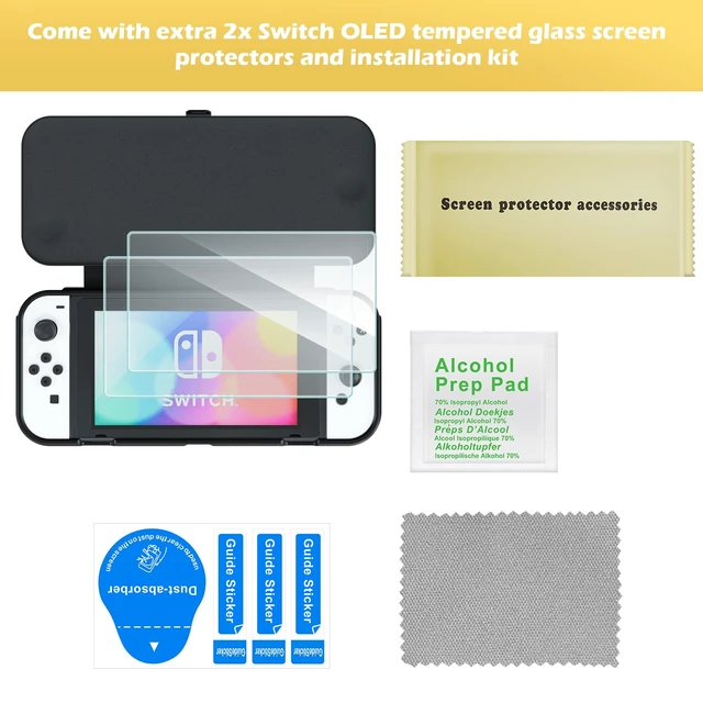 Alt view image 6 of 7 - Flip Case for Nintendo Switch OLED with 2 Screen Protectors, Black | Slim Cover Features a Magnetically Detachable Front Lid and Tempered Glass for All-Around Scratch Protection