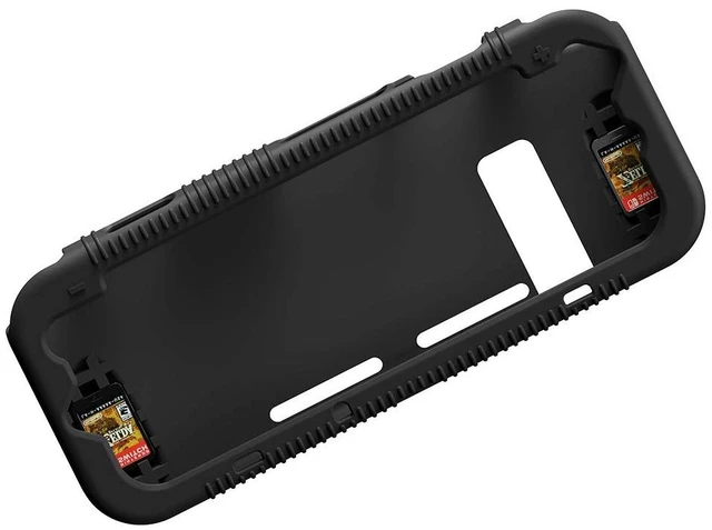 Alt view image 7 of 7 - Protective Silicone Case for Nintendo Switch, Grip Cover with Tempered Glass Screen Protector, 2 Storage Slots for Game Cards, Shock-Absorption & Anti-Scratch (Black)