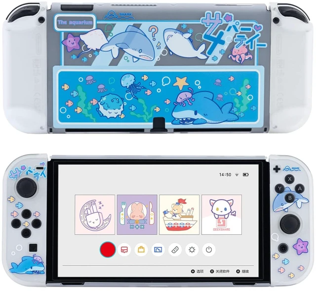 Main image of Slim Cover Case Compatible with Switch OLED, Shock-Absorption and Anti-Scratch PC Cover Skin for Switch OLED Game Console - Shark Star