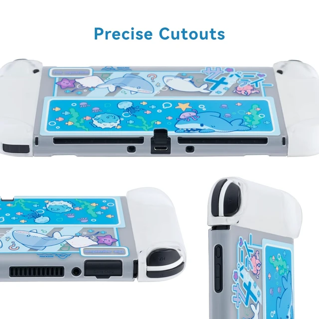 Alt view image 4 of 7 - Slim Cover Case Compatible with Switch OLED, Shock-Absorption and Anti-Scratch PC Cover Skin for Switch OLED Game Console - Shark Star