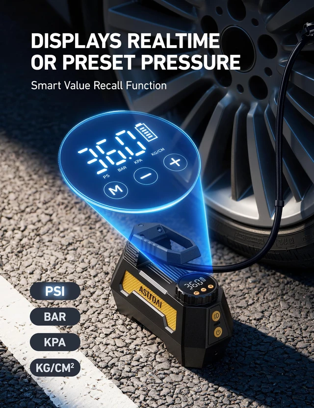 Alt view image 5 of 7 - H2 Pro Tire Inflator Portable Air Compressor DC 12V/Battery Dual Power Supplies Cordless Tire Inflator Fast Inflation Air Pump for Car Tires Motorcycles Bikes Gift (Light Yellow)