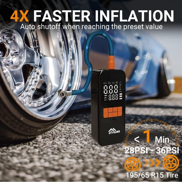 Alt view image 2 of 7 - Tire Inflator Portable Air Compressor, 150PSI Tire Air Pump for Cars, Bikes | 4000mAh Cordless Bike Pump with Digital Pressure Gauge, LED Lights & Auto Shut-off, 4x Faster Inflation Air Pump