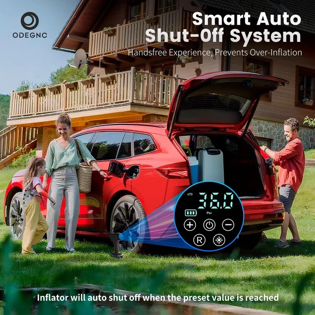 Alt view image 3 of 7 - Cordless Air Compressor 160PSI Portable Tire Inflator with 10000mAh Battery & Dual Power System - 2X Faster (35L/min) Auto Shut Off Digital Gauge for Car SUV Truck RV - Black