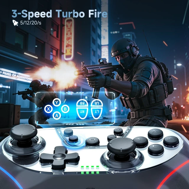 Alt view image 6 of 7 - 2 Pack Stinto Pro Wireless Controller for Nintendo Switch 2/Switch/Lite/OLED/PC/Steam, Hall Effect Joysticks & Triggers, RGB Grip, Dual Vibration/Wake-Up/Turbo/Macros/4-Way D-Pad
