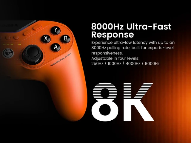 Alt view image 3 of 7 - Tarantula 8K PC Wired Esports Controller for Windows | 8000hz Polling Rate, Gen-2 TMR Sticks, Hall Effect Triggers, 9 Remappable Macro Buttons, Six-Axis Gyroscope, RGB Lighting