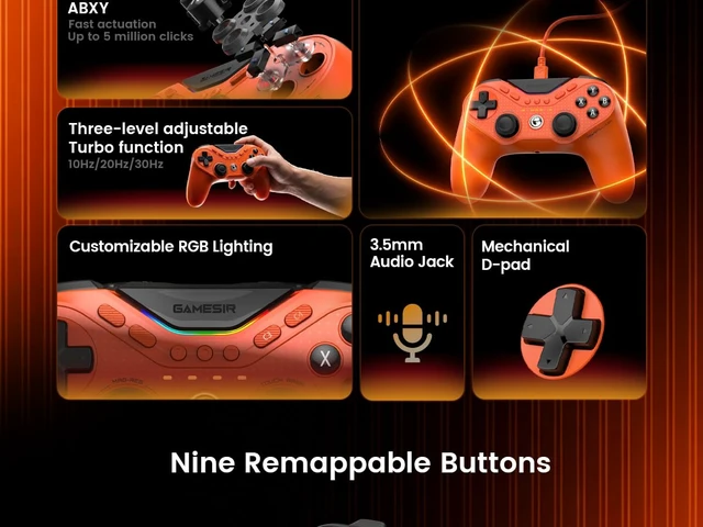 Alt view image 6 of 7 - Tarantula 8K PC Wired Esports Controller for Windows | 8000hz Polling Rate, Gen-2 TMR Sticks, Hall Effect Triggers, 9 Remappable Macro Buttons, Six-Axis Gyroscope, RGB Lighting
